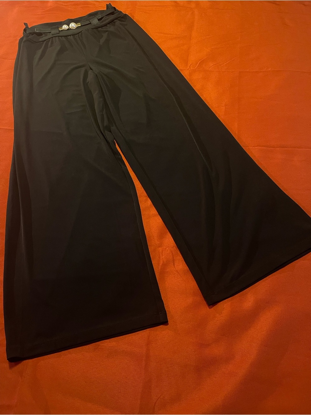Apt. 9 Black Wide-Leg Pants with Pearl Accent Belt